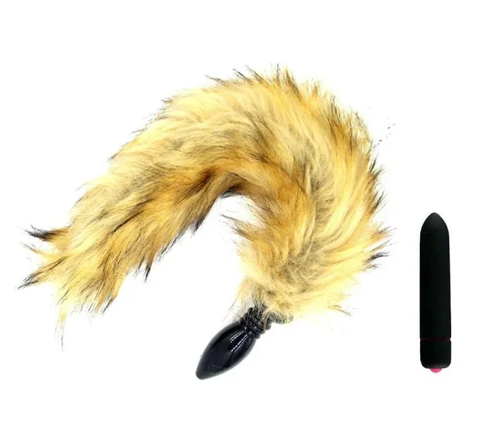 14 ” Yellow Fox Tail with Silicone Plug