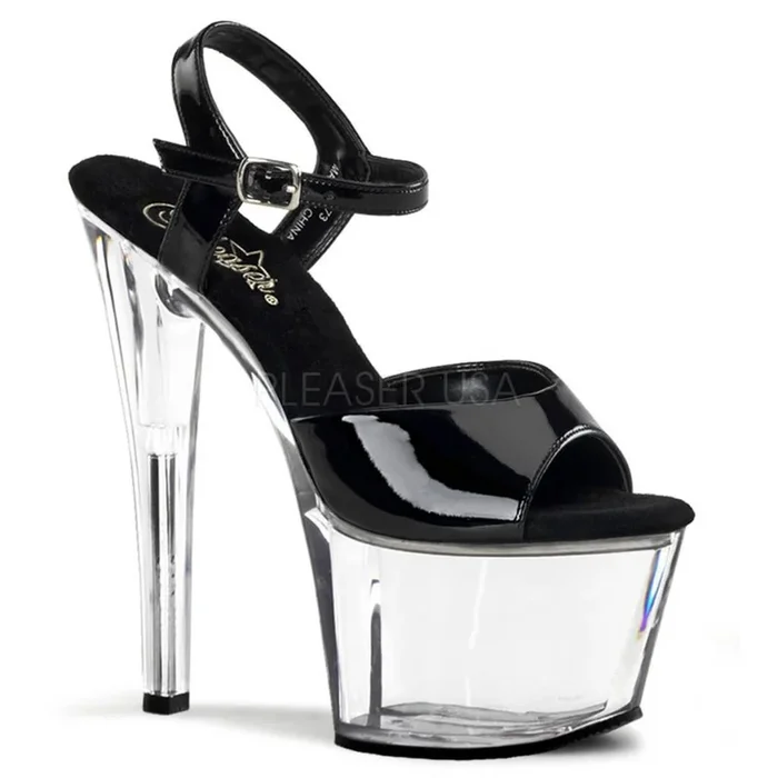 7 ” Clear Spike Heel Platform Ankle Strap Sandal