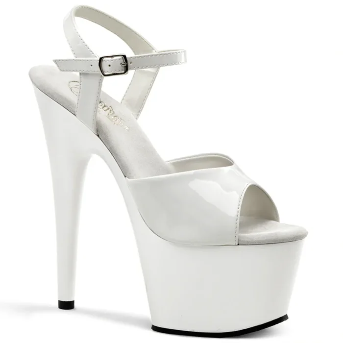 7 ” Spike Heel White Platform Ankle Strap Sandal