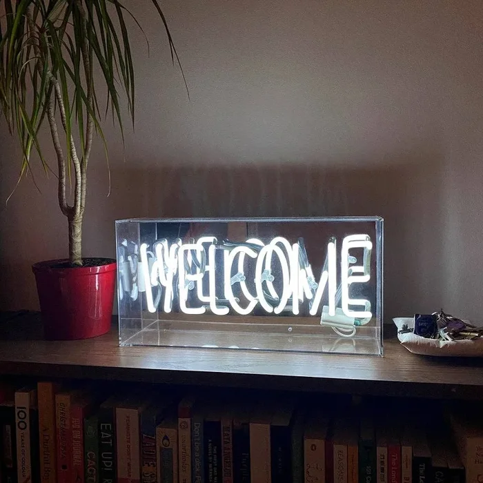 ‘welcome’ Glass Neon Sign – Theodore Harold White or pink
