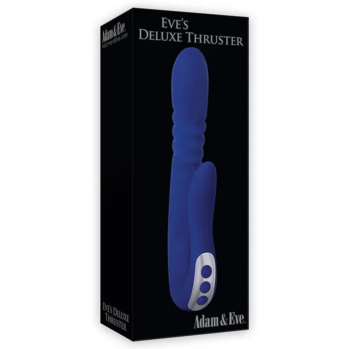 Adam & Eve Eve’s Deluxe Thruster Rechargeable Silicone Thrusting Dual Stimulating Vibrator Blue