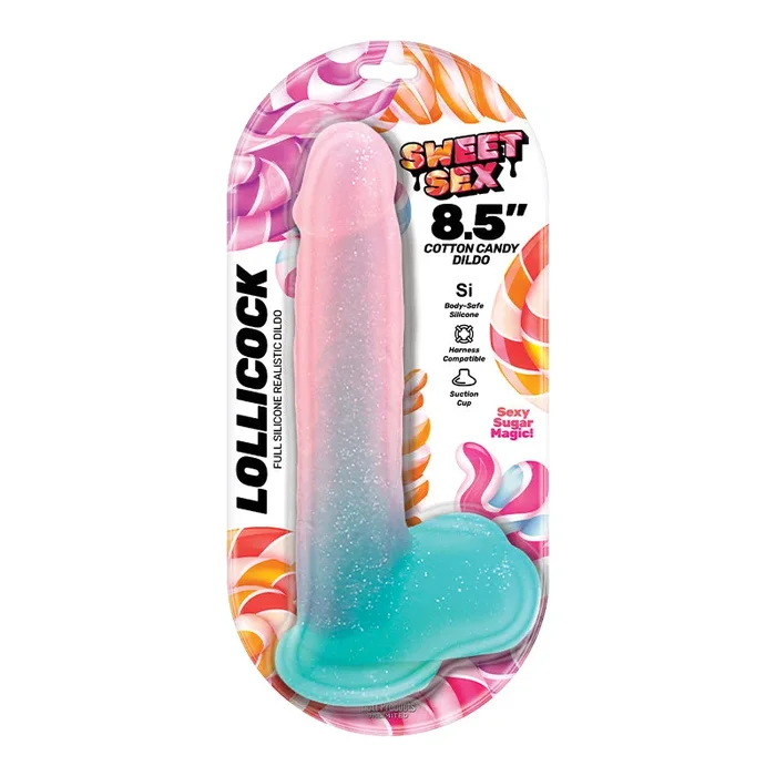 Afters Sex Lollicock Dildo With Suction Cup Cotton Candy 8.5 in.