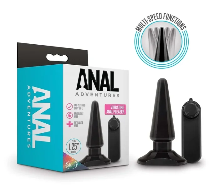 Anal Adventures By Blush® | Basic Pleaser Black 4-Inch Vibrating Anal Plug