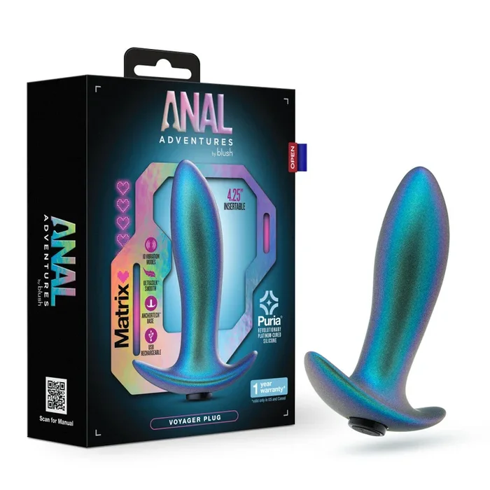 Anal Adventures Matrix By Blush® | Voyager – Vibrating Anal Plug With AnchorTech™ Base – Neptune Teal