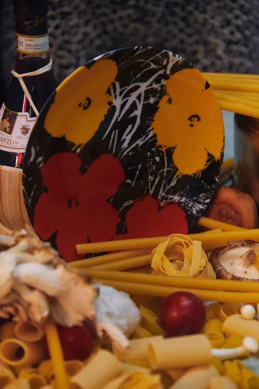 ANDY WARHOL PORCELAIN PLATE – FLOWERS – Yellow / Red