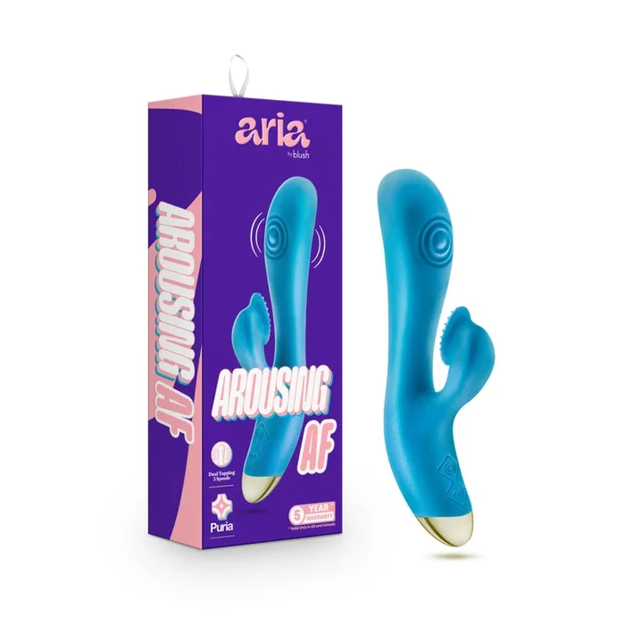 ARIA® By Blush® | Arousing AF: Clitoris Tickler + Dual Pulsations Blue Silicone Vibrator
