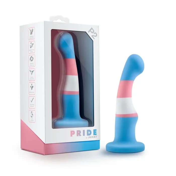 Avant By Blush® | Pride True Blue P2: Artisan 6 Inch Curved P-Spot / G-Spot Dildo with Suction Cup Base – Elegantly Made with Smooth Ultrasilk® Purio™ Silicone