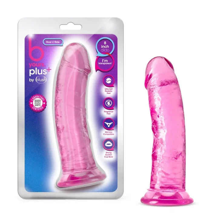 B Yours Plus Roar N’ Ride Realistic Pink 8-Inch Long Dildo