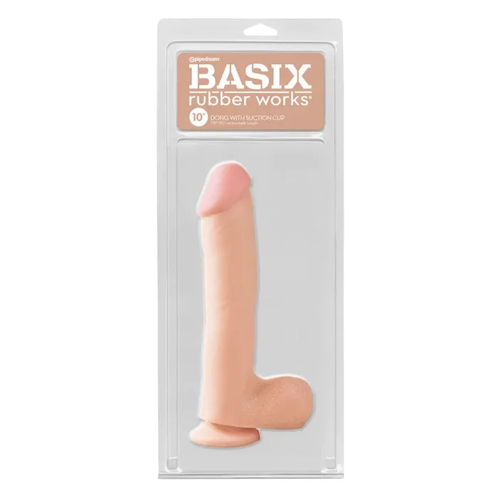 Basix Rubber Employment 10″ Dong with Suction Cup Flesh