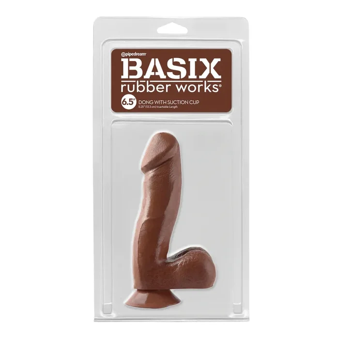 Basix Rubber Oeuvre 6.5″ Dong with Suction Cup Brown