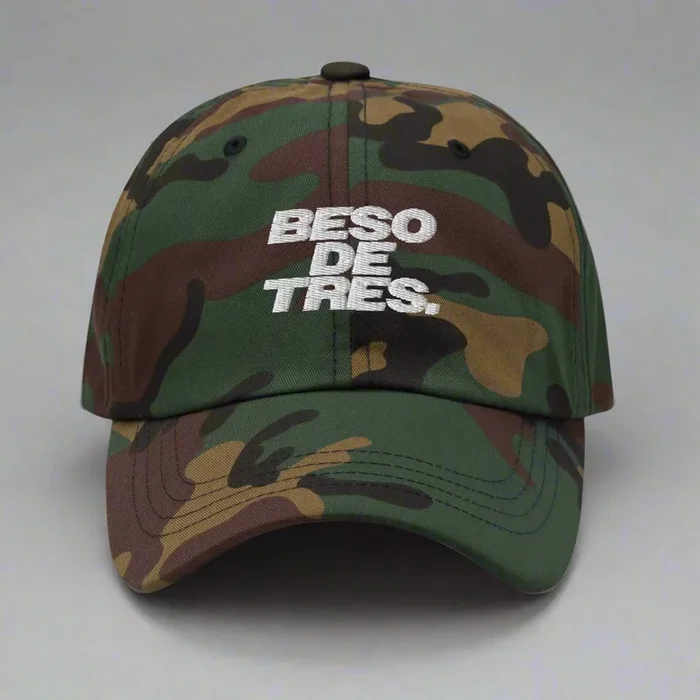 Beso De Tres Dad Hat in Green Camo