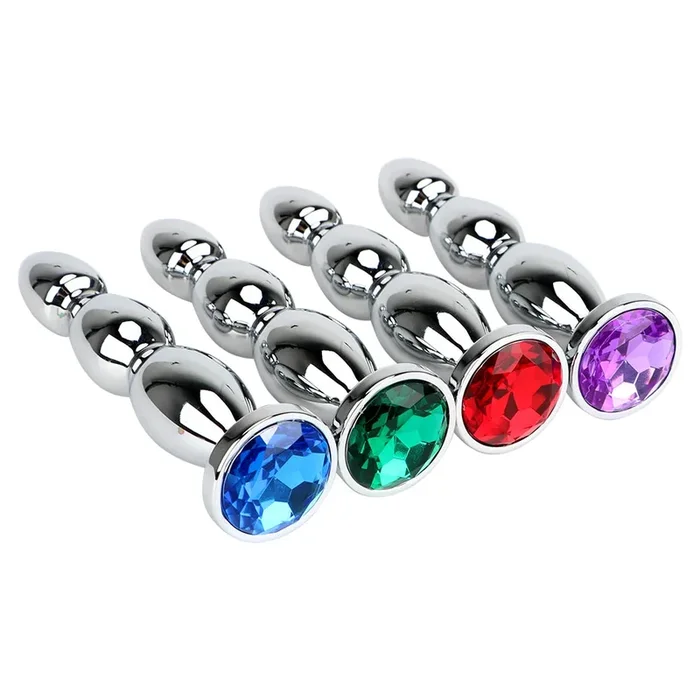 Big Size Jewel Anal Plug Massage Metal Anal Beads for Women & Men