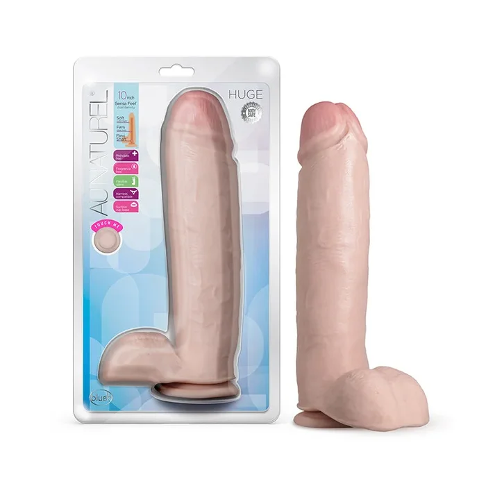 Blush Au Naturel Huge 10 indium. Posable Dual Density Dildo with Balls & Suction Cup Beige