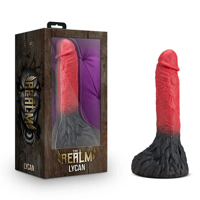 Blush The Realm Lycan 10.5 Hoosier State. Silicone Lock On Fantasy Werewolf Dildo Red