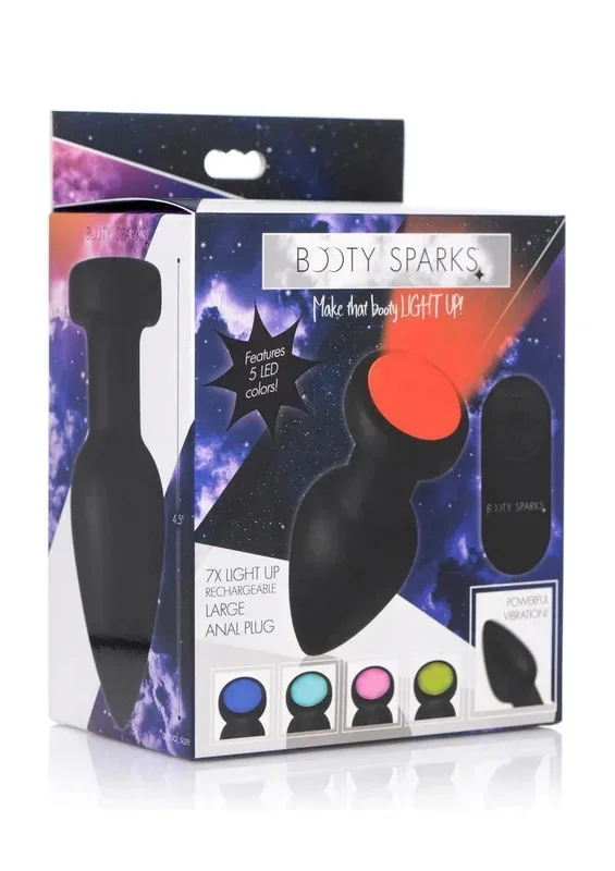 Booty Sparks Rechargeable Light Up Oscillate Anal Plug with Remote Control