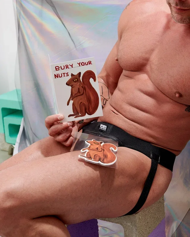 Bury Your Nuts Puffy Sticker Card – Third Drawer Down X David Shrigley