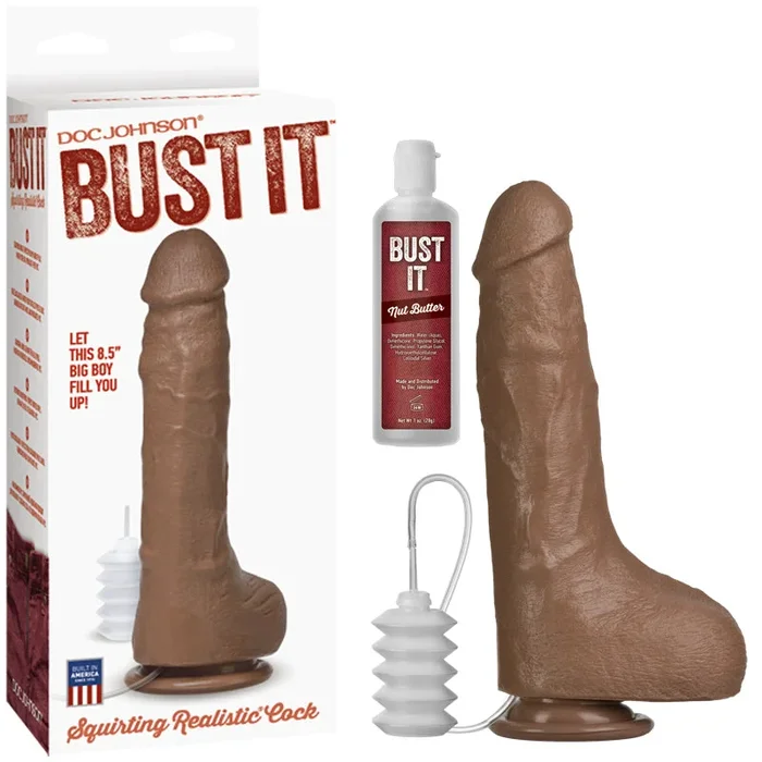 Bust It Force Out Realistic Cock Brown w/1oz Nut Butter