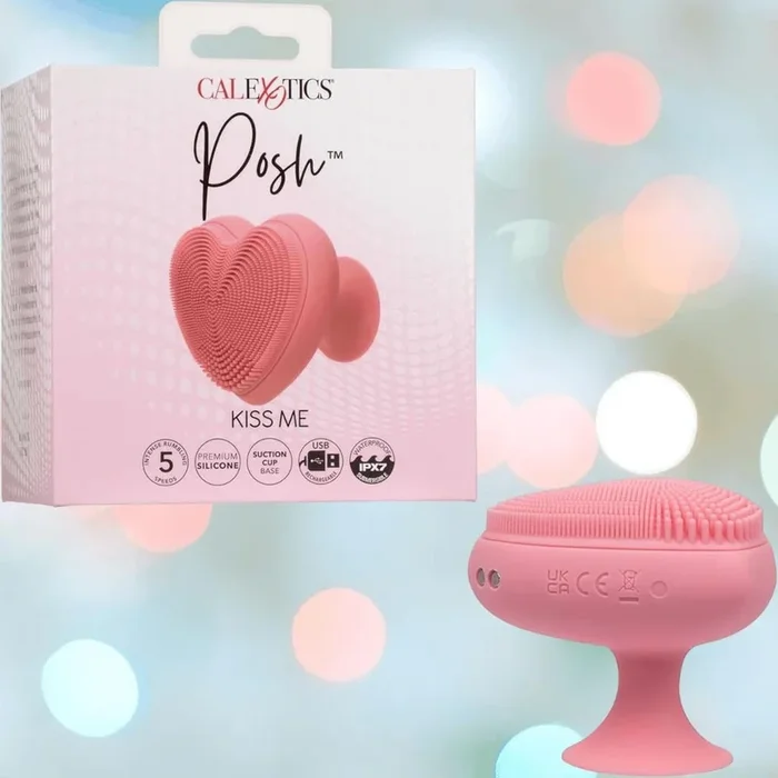 CalExotics Posh Osculation Me Handheld Massager with Textured Pleasure Nubbies + Suction Base