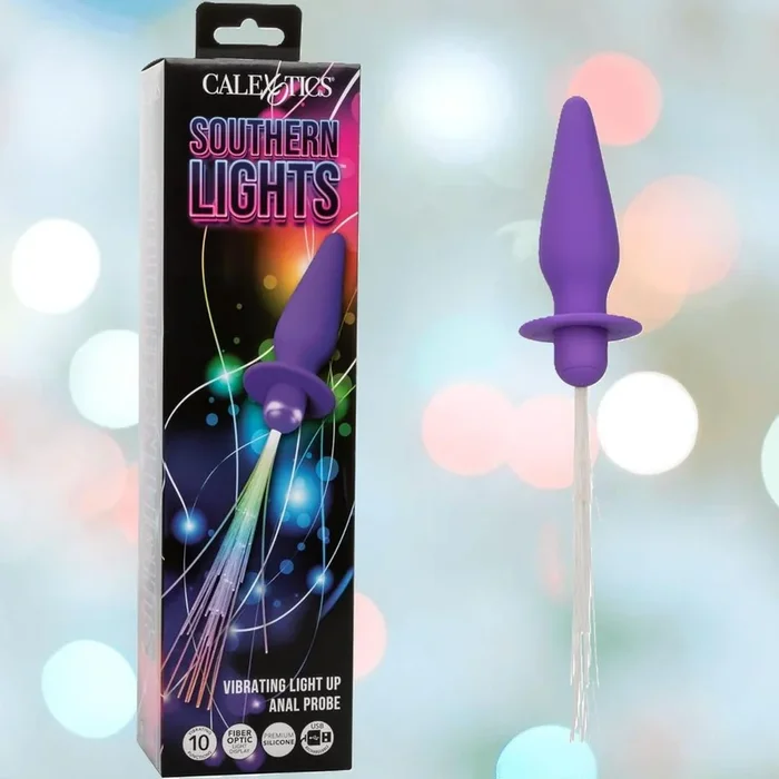 CalExotics Southern Lights Vibrating Light Up Butt Plug Anal Vibrator Probe – Purple