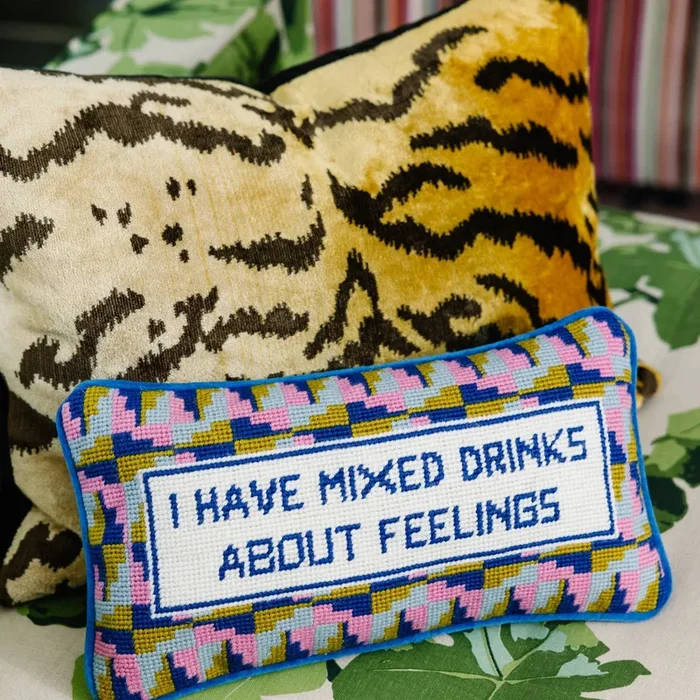 Commix Drinks Needlepoint Pillow