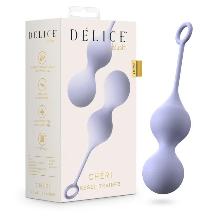 Delice™ By Blush® | Chéri Silicone Kegel Trainer With Dual Weights & Retrieval Loop – In Purple