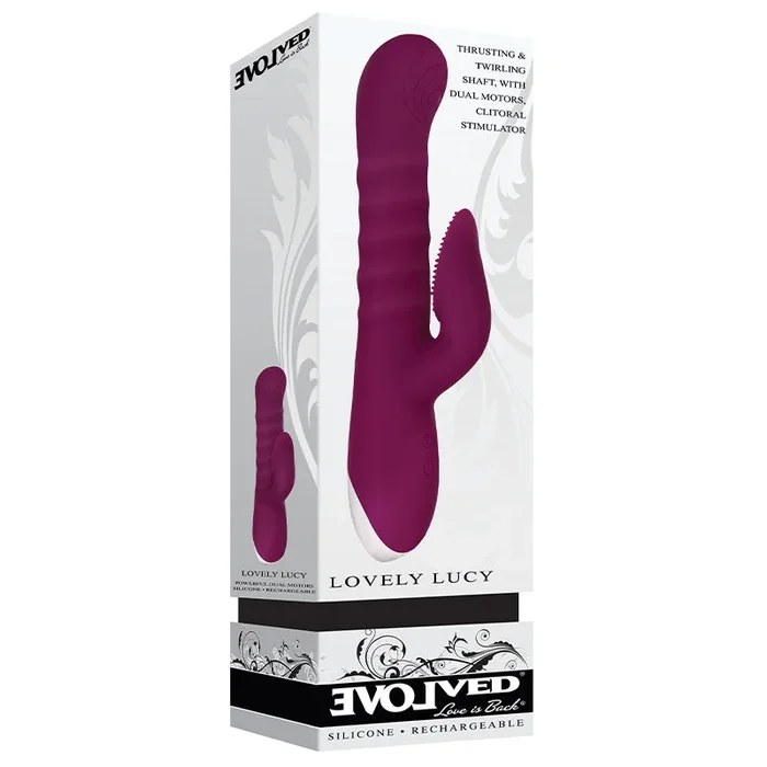 Develop Lovely Lucy Rechargeable Thrusting Silicone Dual Stimulator Burgundy