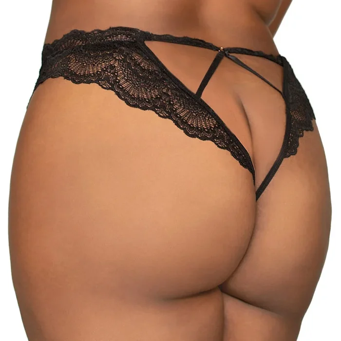 Dg Lace Tenga Open-Crotch Panty Black 1X