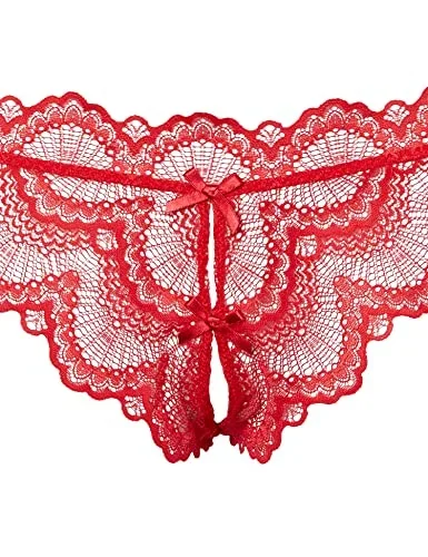 Dg Lace Tenga Open-Crotch Panty Red L