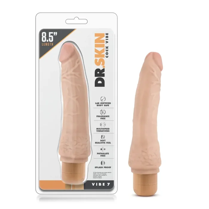 Dr. Skin Cock Vibe 7 Realistic Beige 8.5-Inch Long Vibrate Dildo