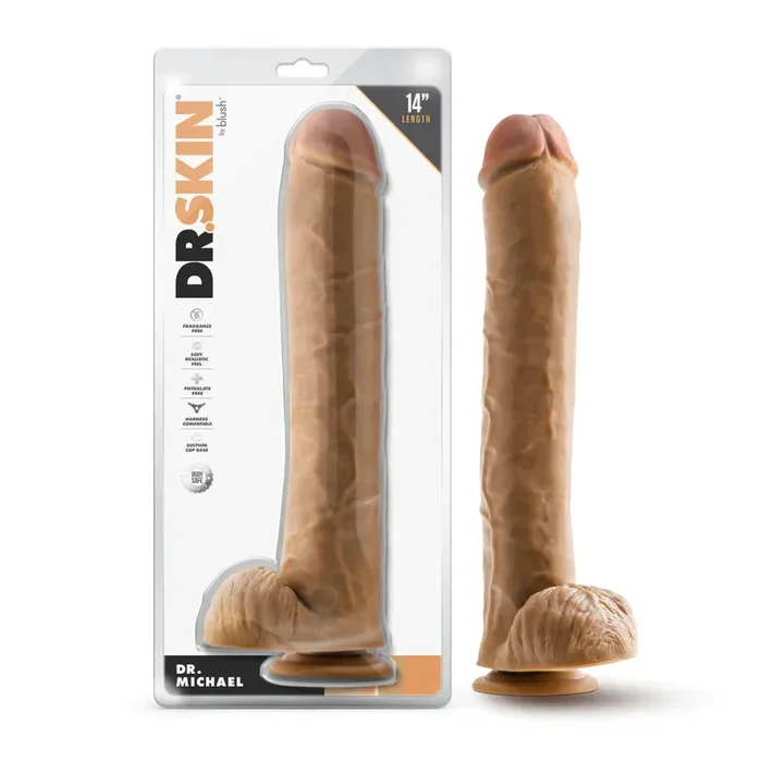 Dr. Skin Dr. Michael 14 Inch Long Dildo – Tan