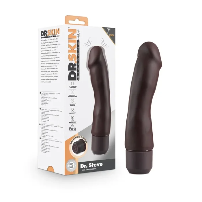 Dr. Skin Silicone Brown 7.75-Inch Long Oscillate Dildo