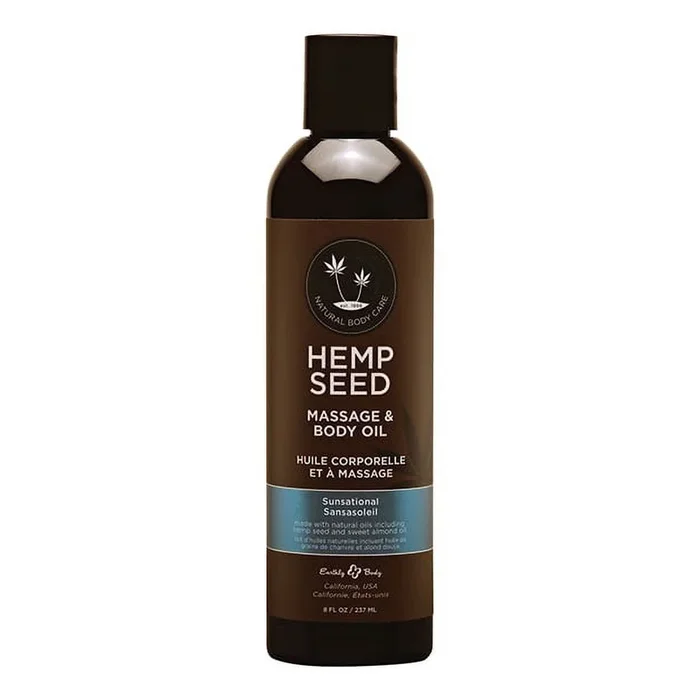 Earthly Body Hemp Seed Massage Oil – Sunsational, 8oz/237ml
