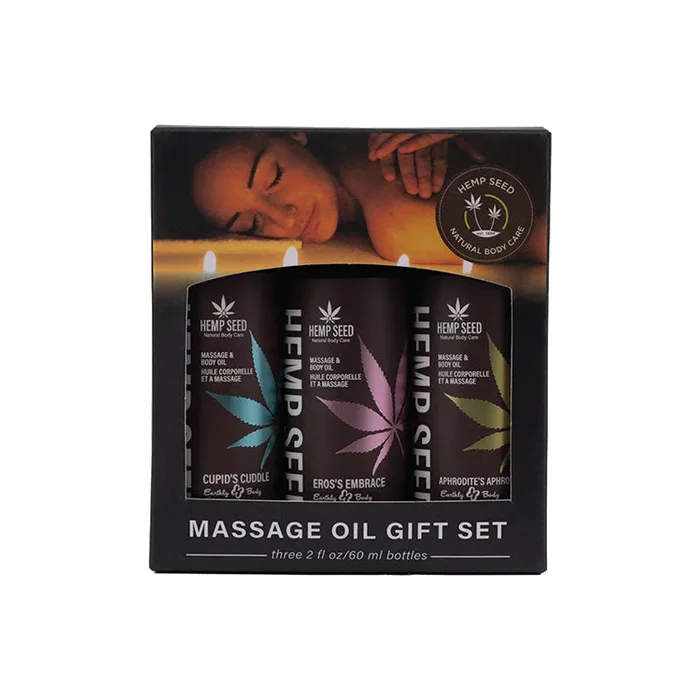 Earthly Body Valentine Hemp Seed Massage Oil Gift Set