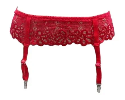 Escante Mix & Match Classic Lace Garter Belt with Hook-N-Eye Bet On Red