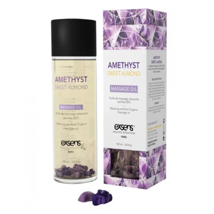 Exsens Of Paris Organic Massage Oil Sweet Almond with Amethyst Crystals