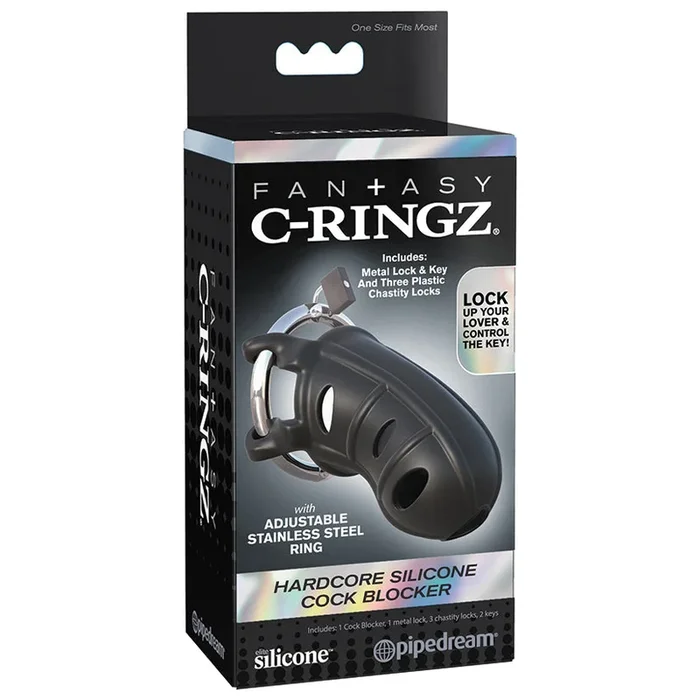 Fantasy C-Ringz Hardcore Silicone Cock Blocker-Black