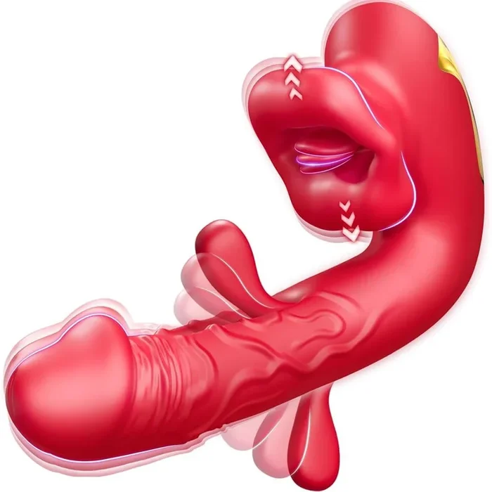 Femme Funn Lola G 4-in-1 Provocative Foreplay G Spot Dildo Vibrator with 10 Flapping & Vibrating & Licking Biting Modes