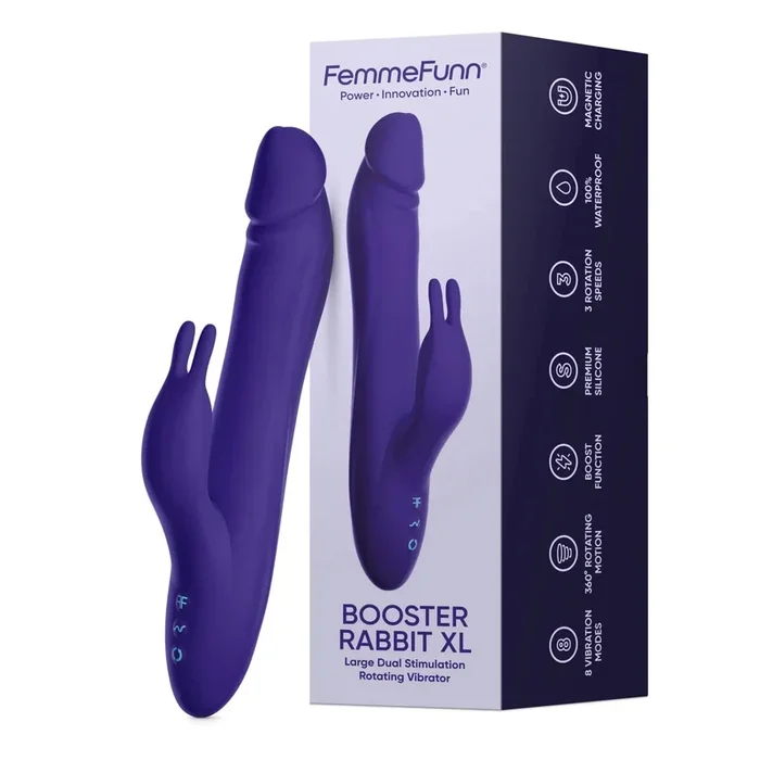 FemmeFunn Booster Rabbit XL – Large Rotating Rabbit Vibrator- Dark Purple