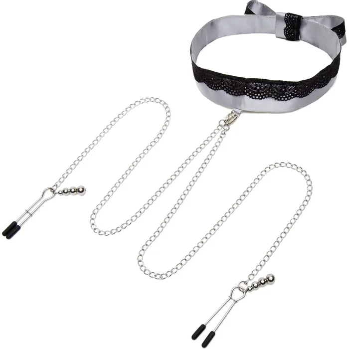 Fifty Shades of Grey Maneuver Nice Satin & Lace Collar and Nipple Clamps