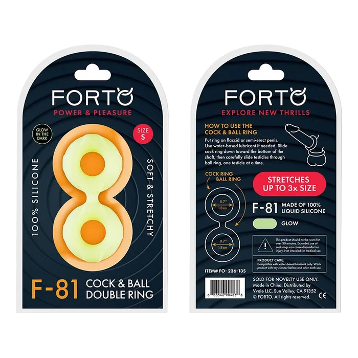 Forto F-81 Liquid Silicone Cock & Ball Double Ring Small Glow