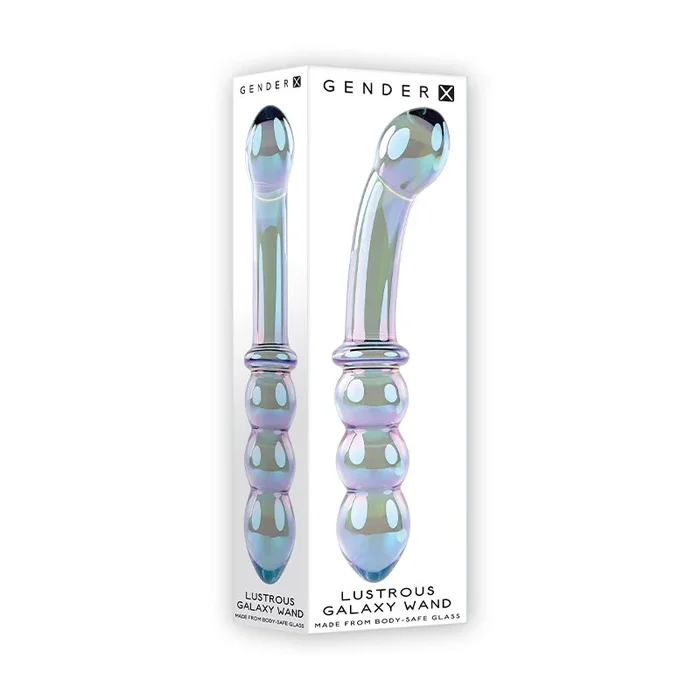 Gender X Glistening Galaxy Wand 7.3 in. Dual-Ended Glass Dildo Multi-Color