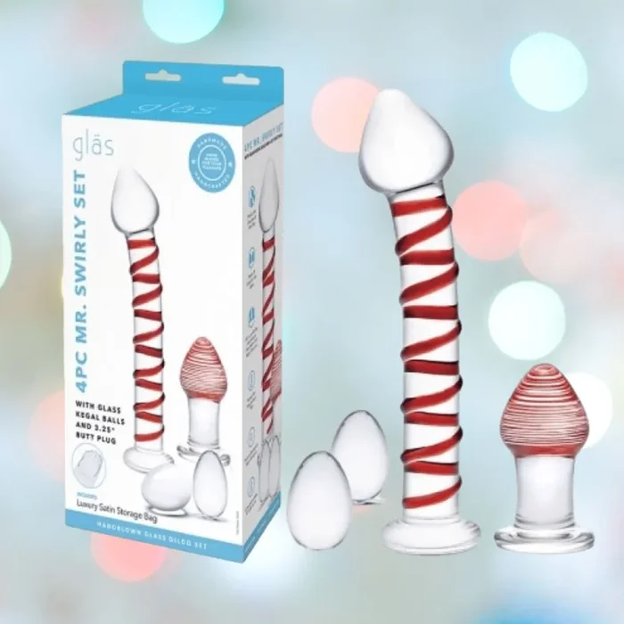 Glas 4pcs Mr. Swirly Set w/ Glass Kegal Balls & Butt Plug