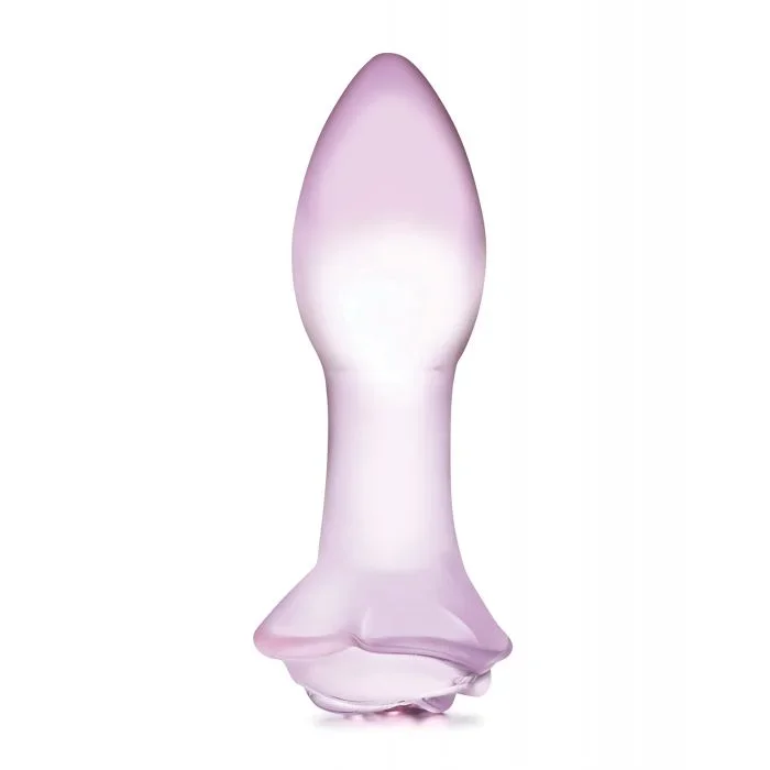 Glas 5″ Rosebud Glass Butt Plug – Pink