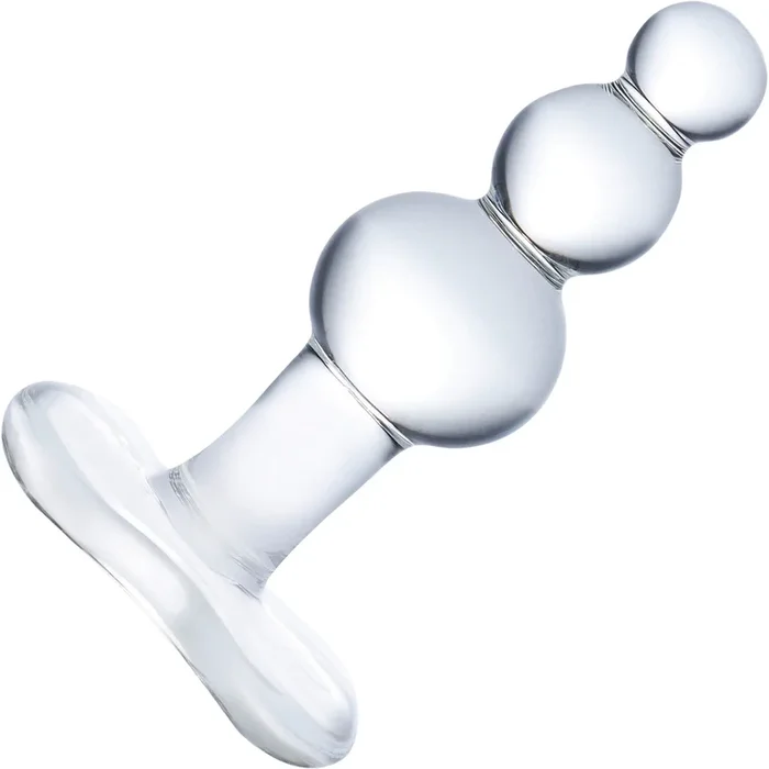 Gläs Beaded Glass Butt Plug With Taper Base – Clear