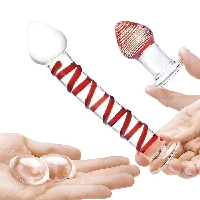 Gläs Mr. Swirly Set with Glass Kegel Balls and 3.25″ Butt Plug (4 Piece Set)