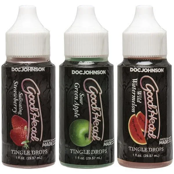 Goodhead Tingle Drops 3 Pk 1 oz Strawberry Green Apple and Watermelon