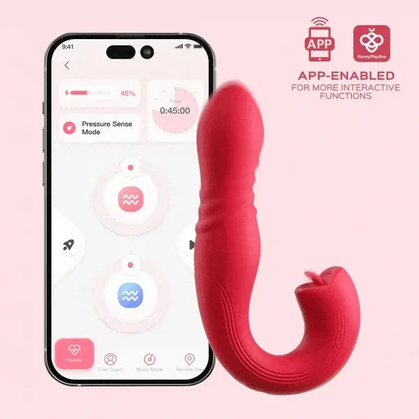 Honey Play Box Joi Thrust 2 – App Controlled Thrusting G-spot Vibrator & Tongue Clit Licker