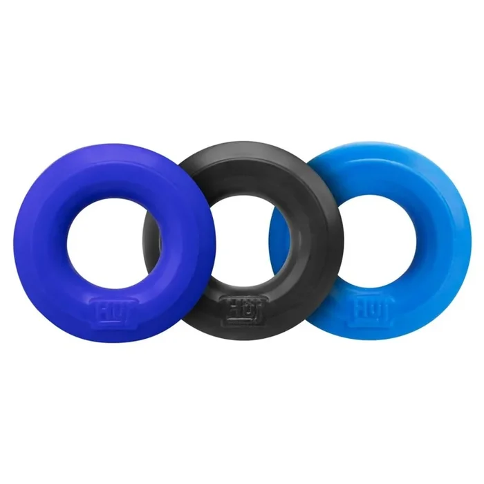 Hunkyjunk HUJ3 Cock Ring 3 Pack Blue Black