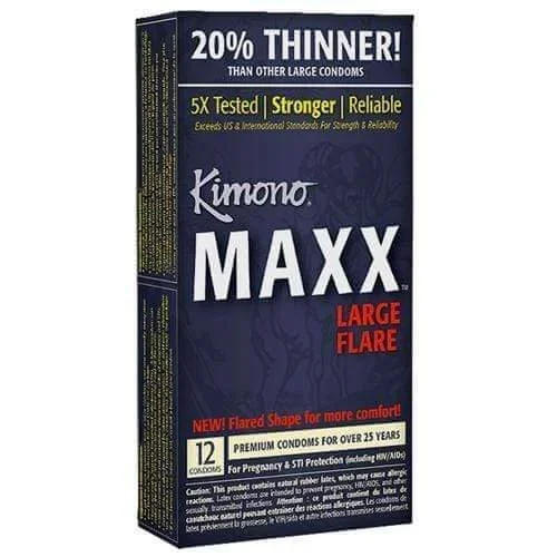 Kimono Maxx Large Flare Condoms – 12 Pack