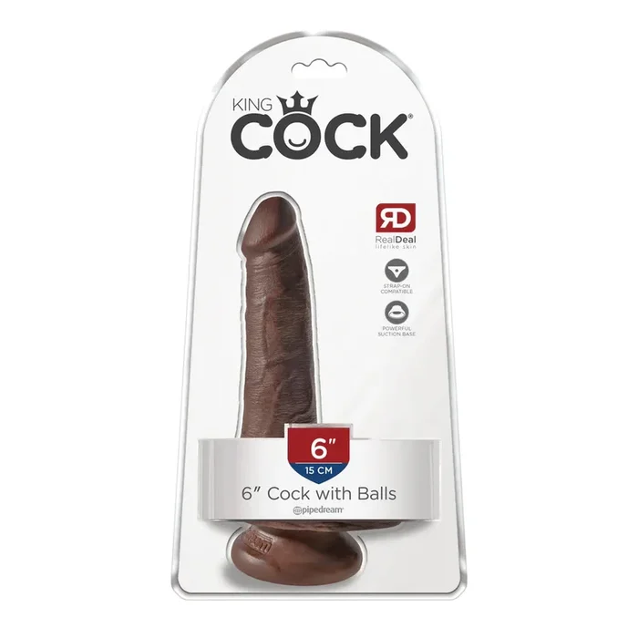 King Cock 6″ Cock With Balls Brown
